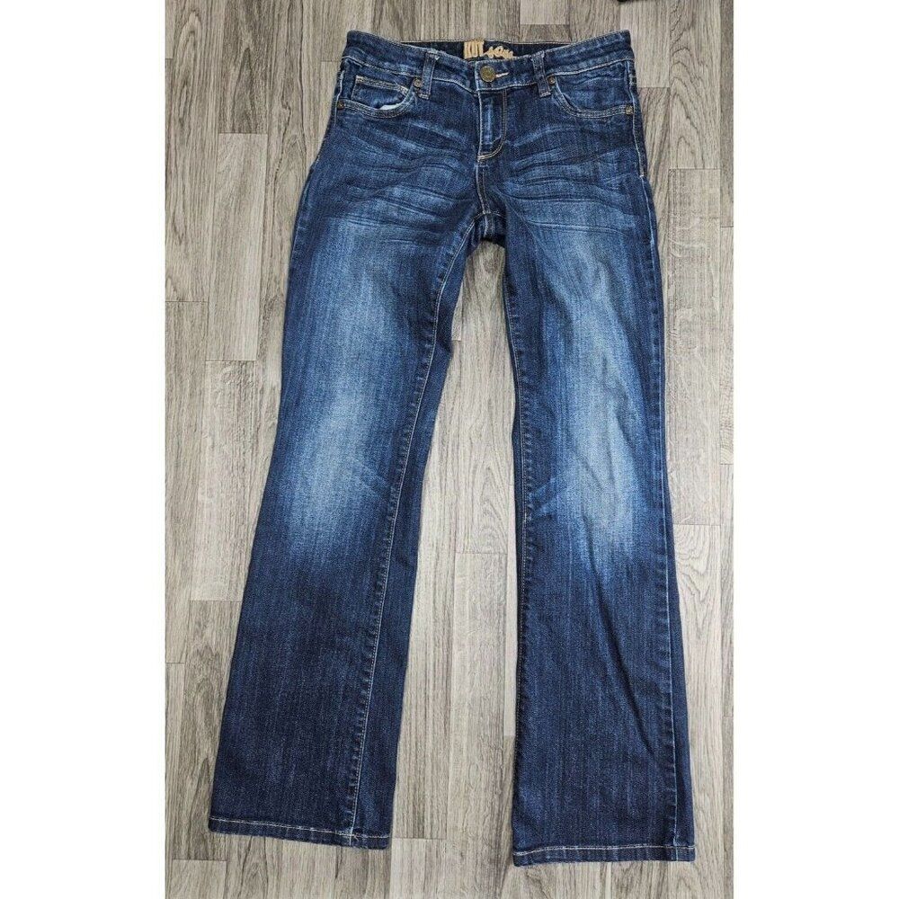 Kut From The‎ Kloth Womens Size 4 Embroidered Bootcut Whiskered Denim Blue Jeans